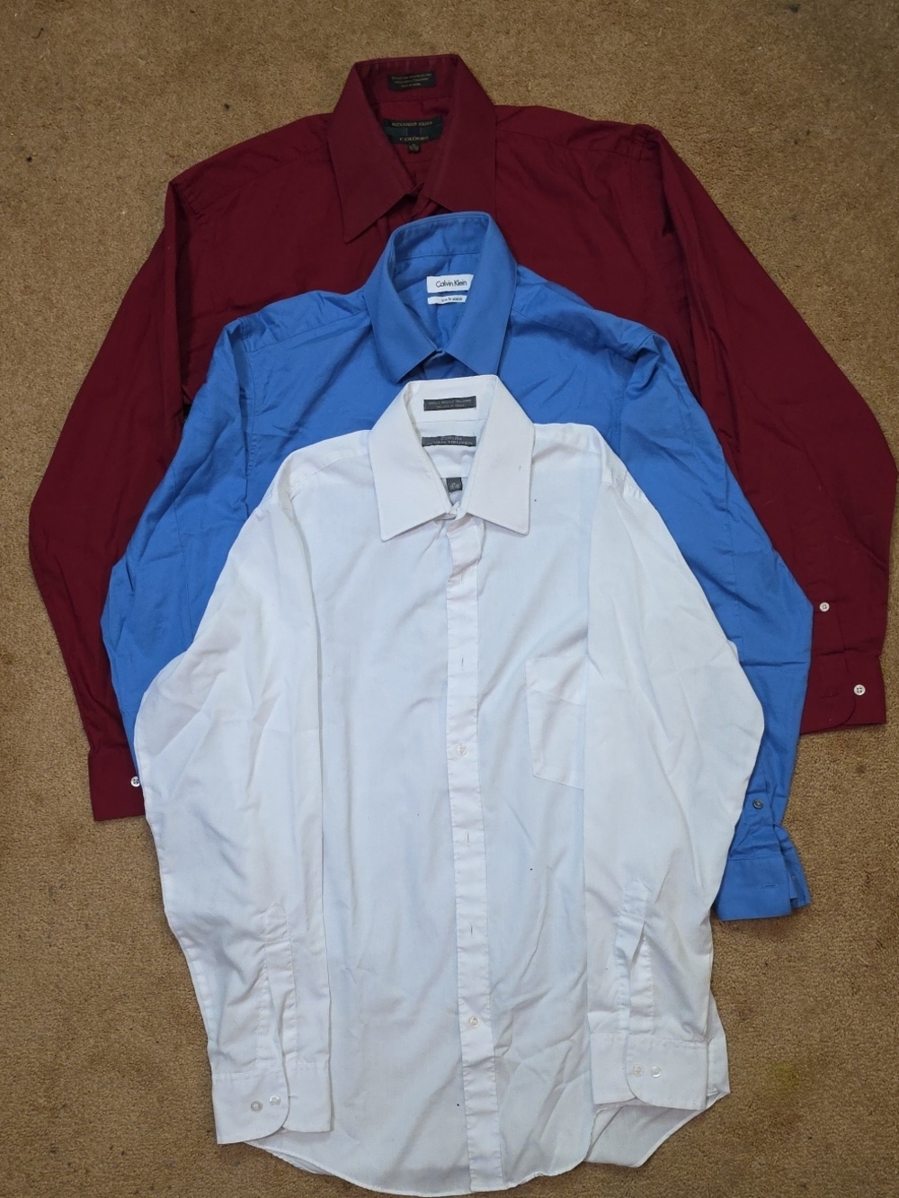 Men's Dress Shirts - White, Blue & Burgundy Trio